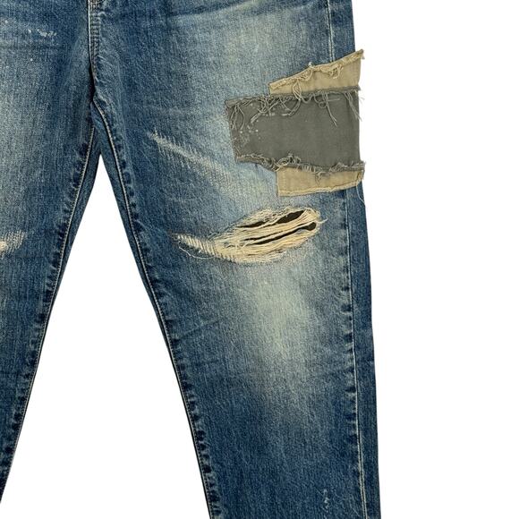 Adriano Goldschmied Patched Slouchy Jean SZ 27 Ex Boyfriend Slim Thrashed Blue - Picture 3 of 16